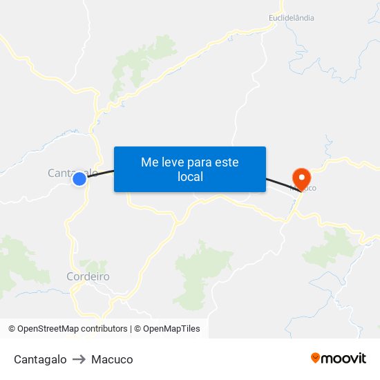 Cantagalo to Macuco map