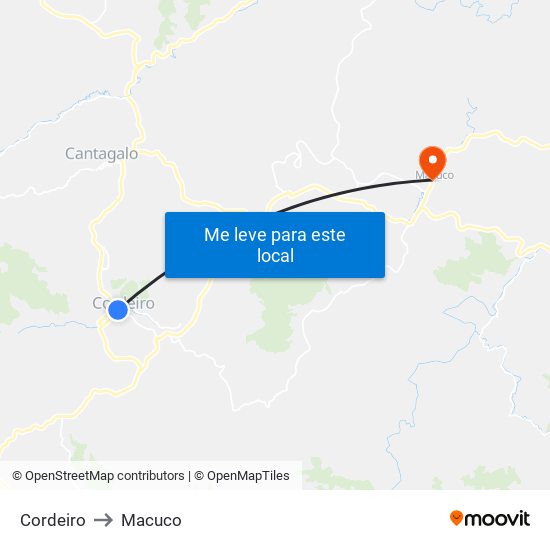 Cordeiro to Macuco map