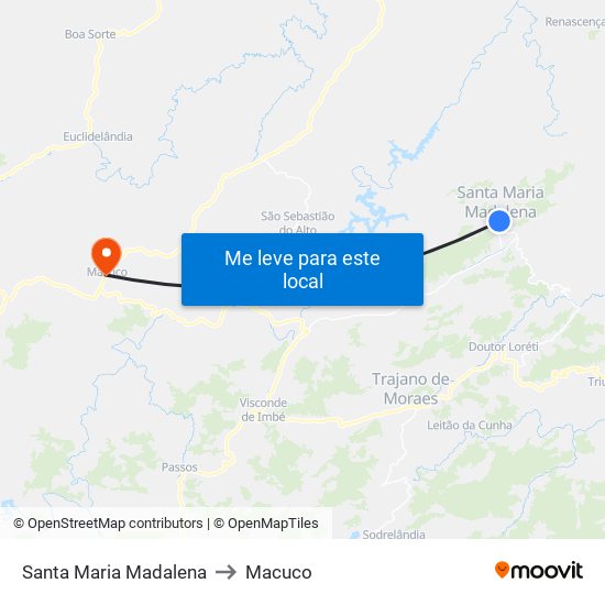 Santa Maria Madalena to Macuco map