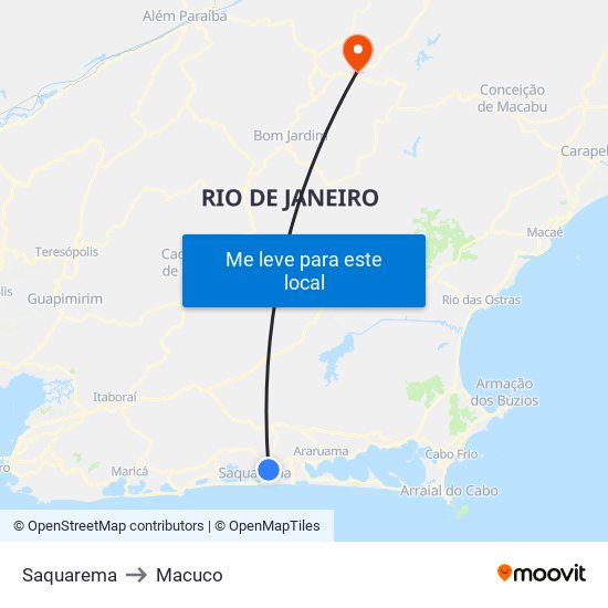 Saquarema to Macuco map