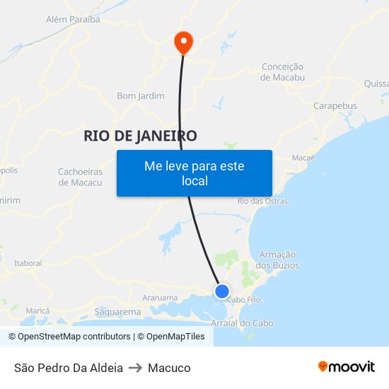 São Pedro Da Aldeia to Macuco map