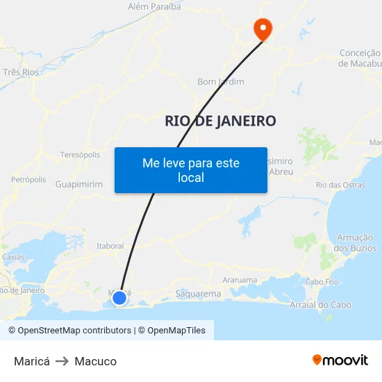 Maricá to Macuco map