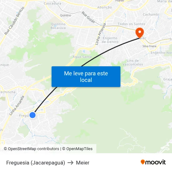 Freguesia (Jacarepaguá) to Meier map