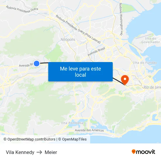 Vila Kennedy to Meier map