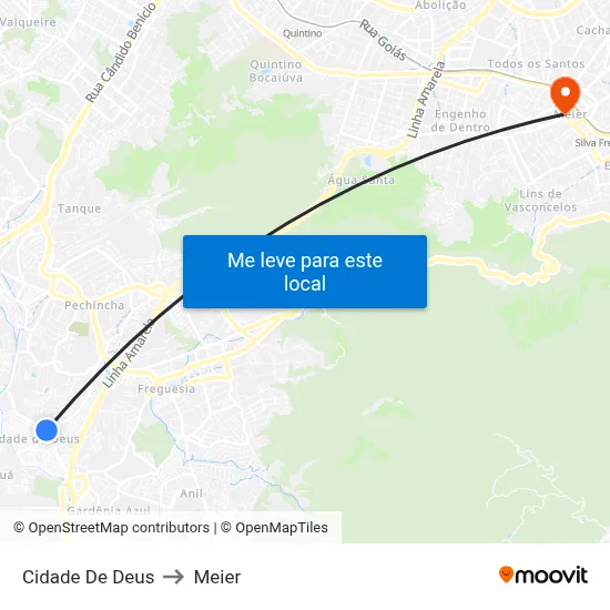 Cidade De Deus to Meier map