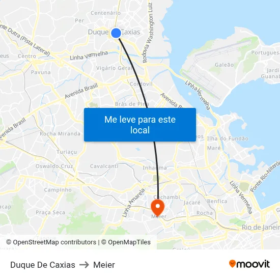 Duque De Caxias to Meier map
