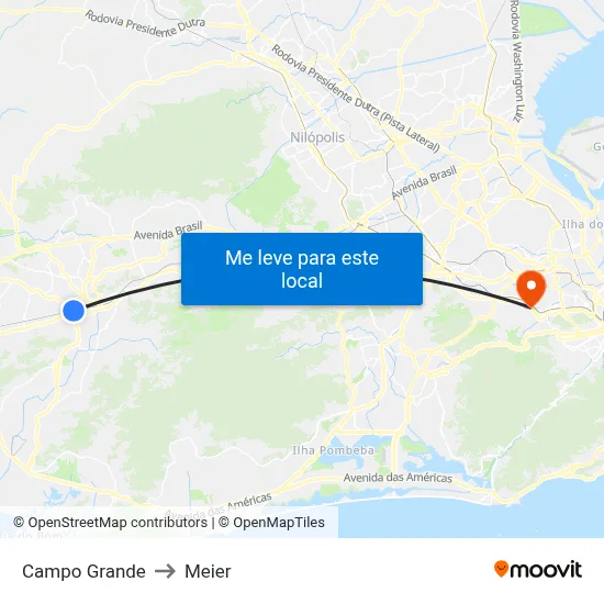 Campo Grande to Meier map