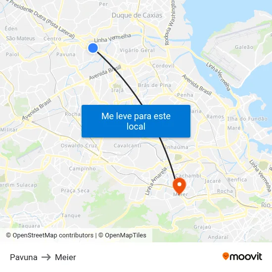 Pavuna to Meier map