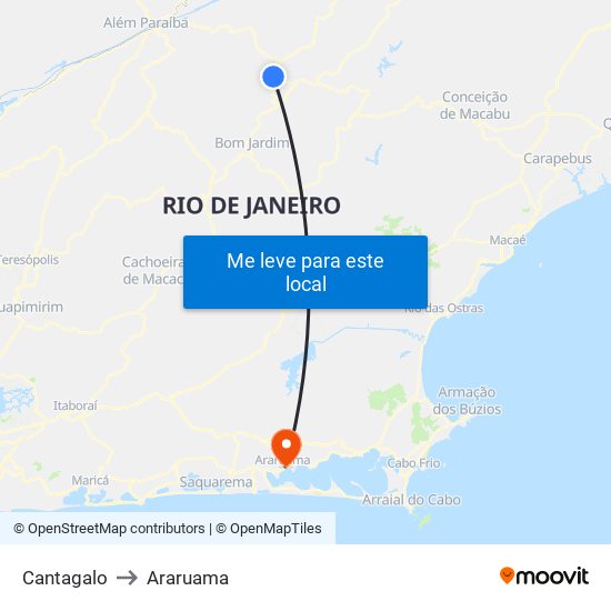 Cantagalo to Araruama map