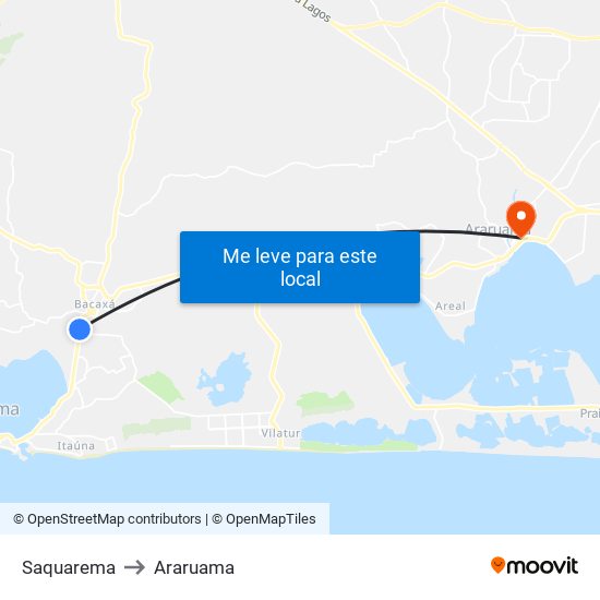 Saquarema to Araruama map