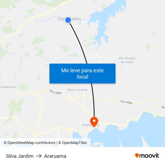 Silva Jardim to Araruama map