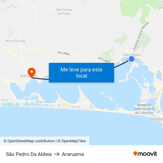 São Pedro Da Aldeia to Araruama map