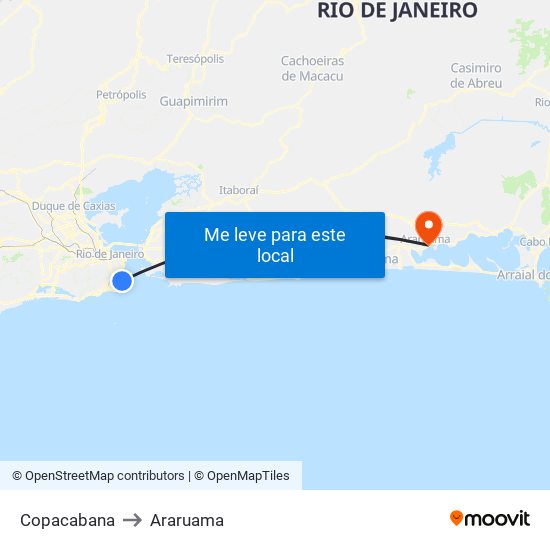 Copacabana to Araruama map