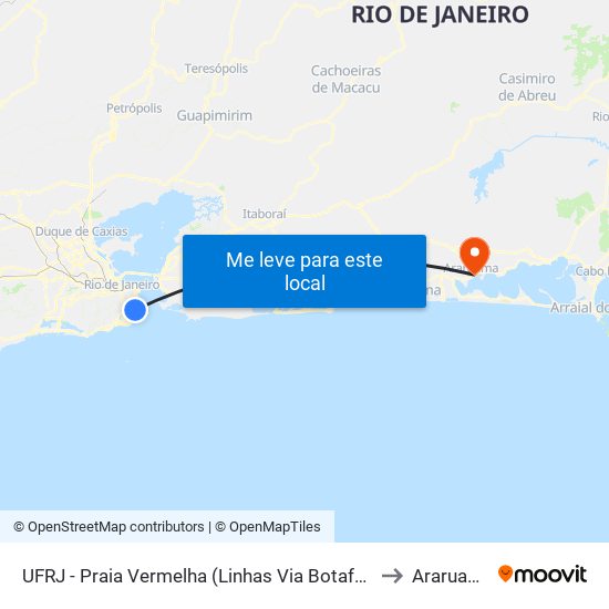 UFRJ - Praia Vermelha (Linhas Via Botafogo) to Araruama map