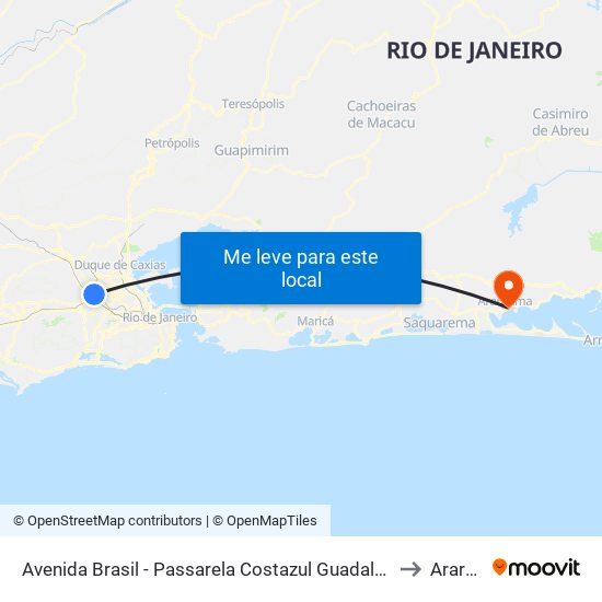 Avenida Brasil - Passarela Costazul Guadalupe (Sentido Zona Oeste) to Araruama map