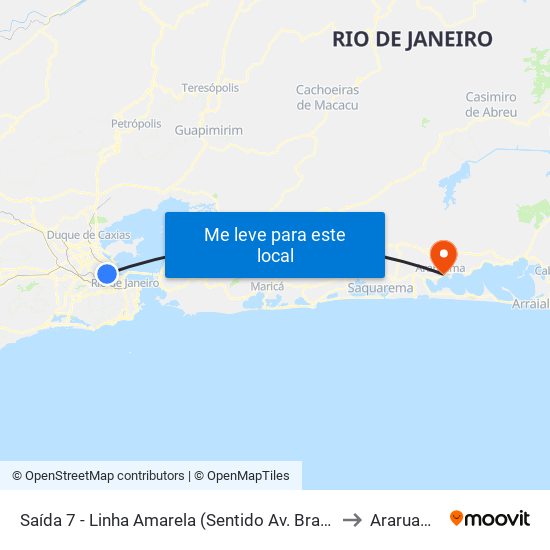 Saída 7 - Linha Amarela (Sentido Av. Brasil) to Araruama map