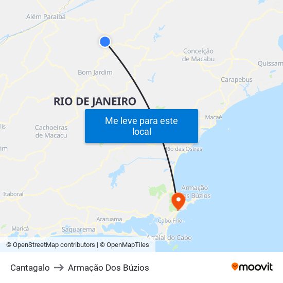 Cantagalo to Armação Dos Búzios map