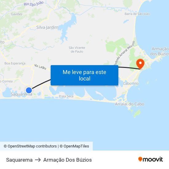 Saquarema to Armação Dos Búzios map