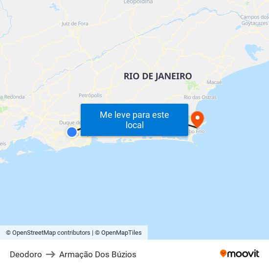 Deodoro to Armação Dos Búzios map