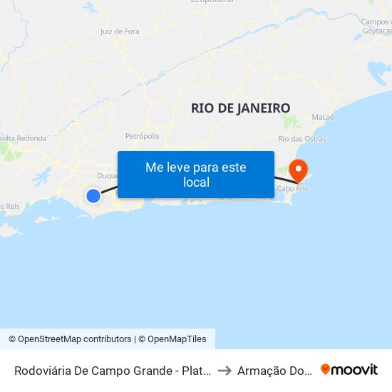 Rodoviária De Campo Grande - Plataforma A (Jabour) to Armação Dos Búzios map
