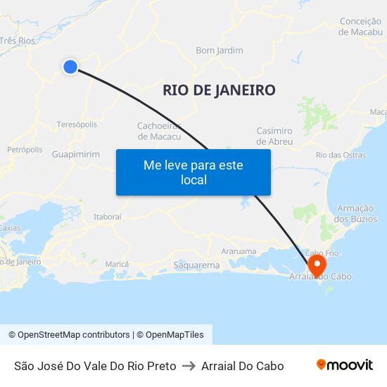 São José Do Vale Do Rio Preto to Arraial Do Cabo map