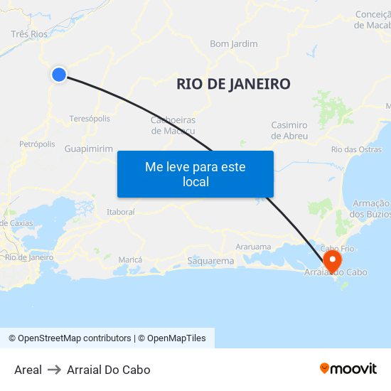 Areal to Arraial Do Cabo map