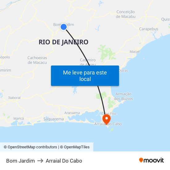 Bom Jardim to Arraial Do Cabo map