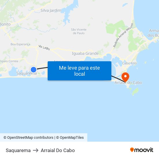 Saquarema to Arraial Do Cabo map