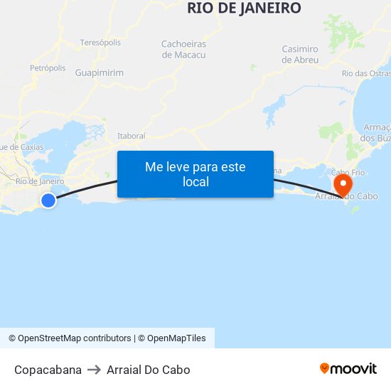 Copacabana to Arraial Do Cabo map