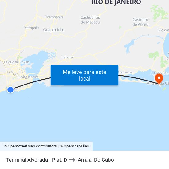 Terminal Alvorada - Plat. D to Arraial Do Cabo map