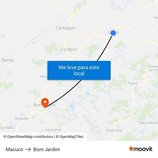 Macuco to Bom Jardim map