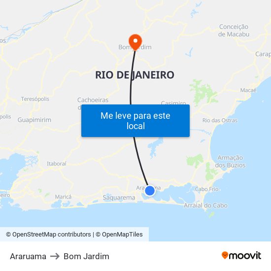 Araruama to Bom Jardim map