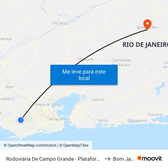 Rodoviária De Campo Grande - Plataforma A (Jabour) to Bom Jardim map