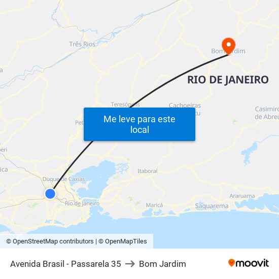 Avenida Brasil - Passarela 35 to Bom Jardim map