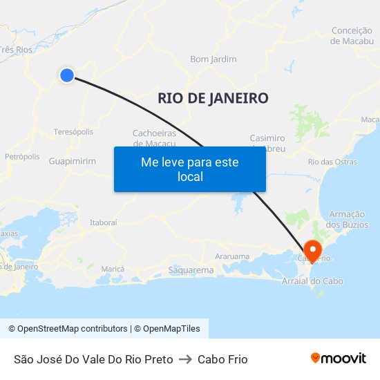 São José Do Vale Do Rio Preto to Cabo Frio map