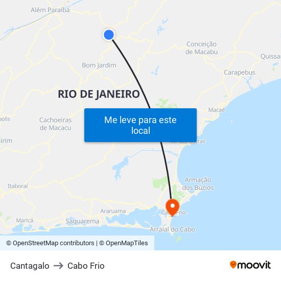 Cantagalo to Cabo Frio map