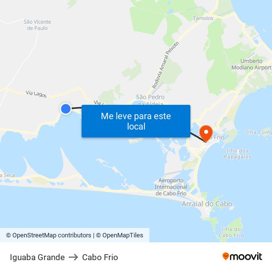 Iguaba Grande to Cabo Frio map