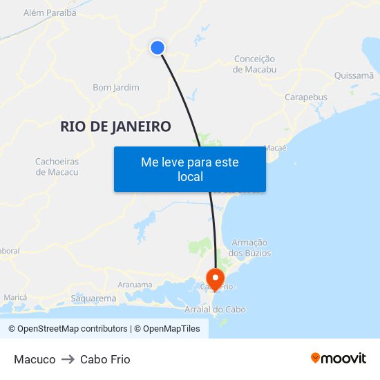 Macuco to Cabo Frio map