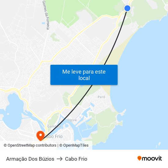 Armação Dos Búzios to Cabo Frio map