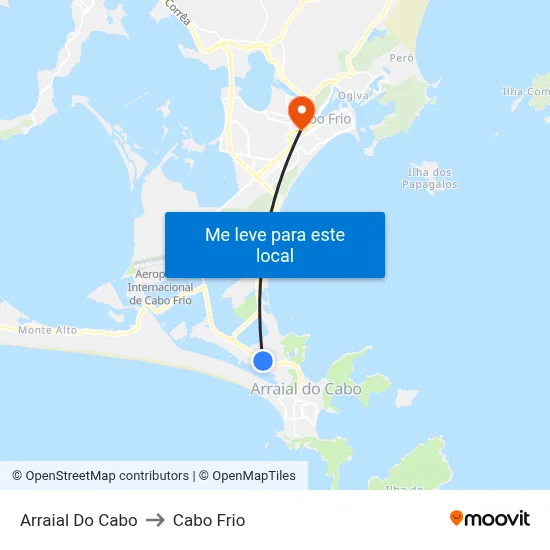 Arraial Do Cabo to Cabo Frio map