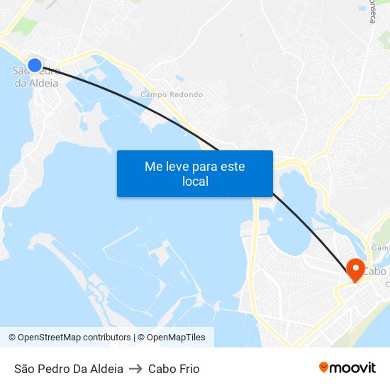 São Pedro Da Aldeia to Cabo Frio map