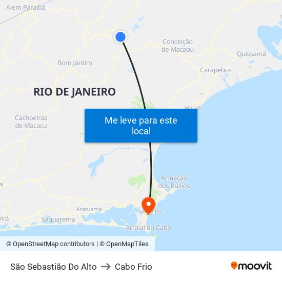 São Sebastião Do Alto to Cabo Frio map