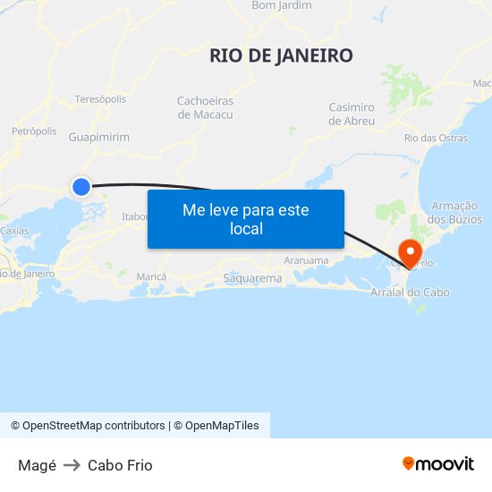 Magé to Cabo Frio map