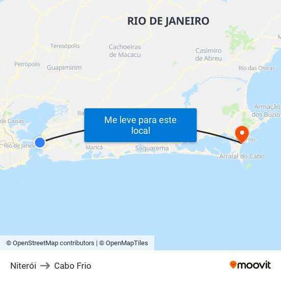 Niterói to Cabo Frio map