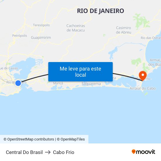 Central Do Brasil to Cabo Frio map