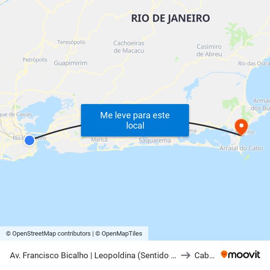 Av. Francisco Bicalho | Leopoldina (Sentido São Cristóvão / Rodoviária) to Cabo Frio map
