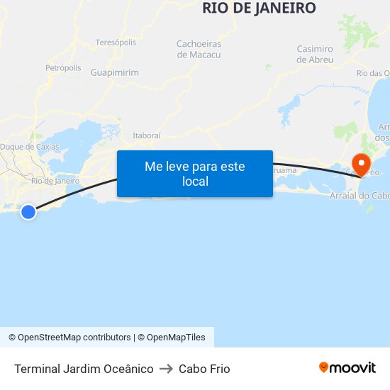 Terminal Jardim Oceânico to Cabo Frio map