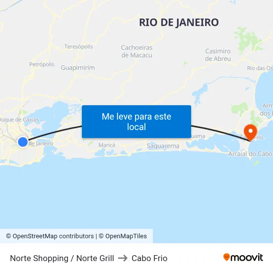 Norte Shopping / Norte Grill to Cabo Frio map
