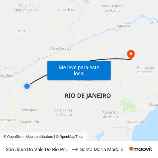 São José Do Vale Do Rio Preto to Santa Maria Madalena map