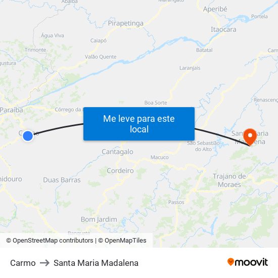 Carmo to Santa Maria Madalena map